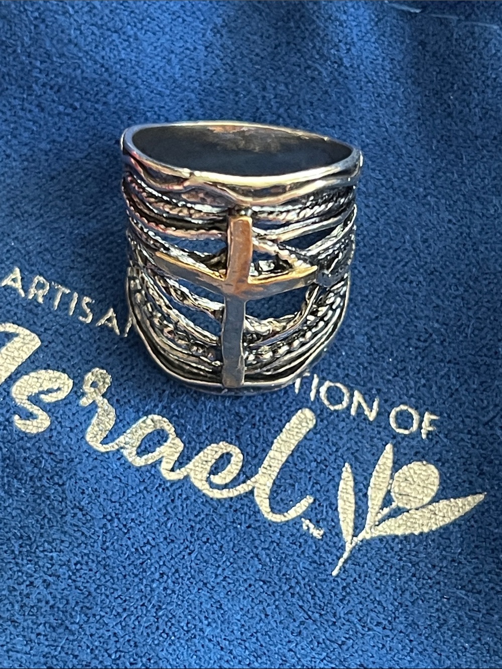 Wide Silver Cross Statement Ring - Silver